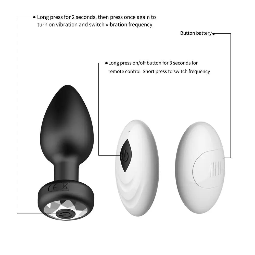 Vibrador Anal Recargable USB con Control Remoto y Fuerte Vibración