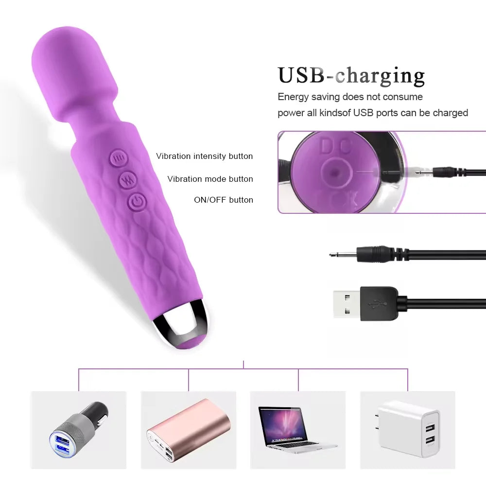 Vibrador Premium Recargable USB: Placer Intenso con 20 Modos