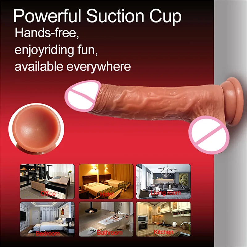 Dildo Realista Telescópico Vibrador con Calentamiento y Succión, Control Remoto para Mujeres