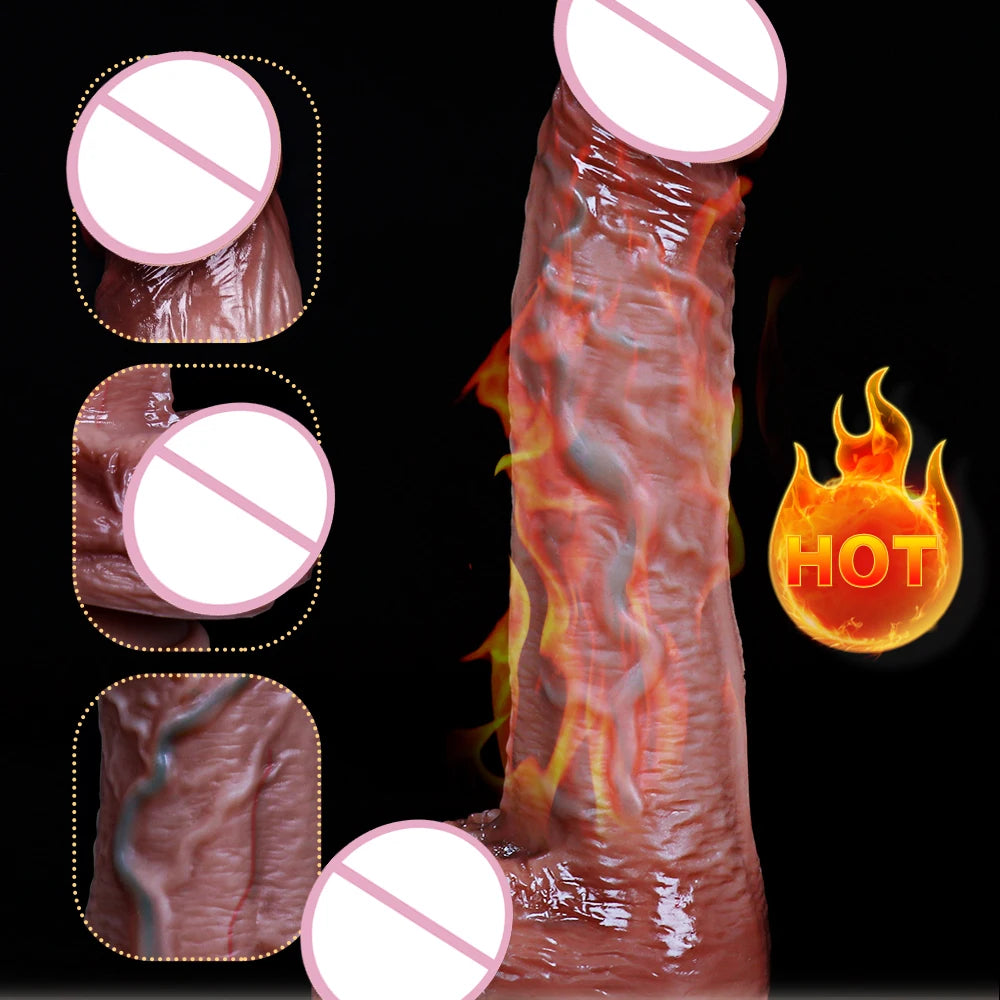 Dildo Realista Telescópico Vibrador con Calentamiento y Succión, Control Remoto para Mujeres
