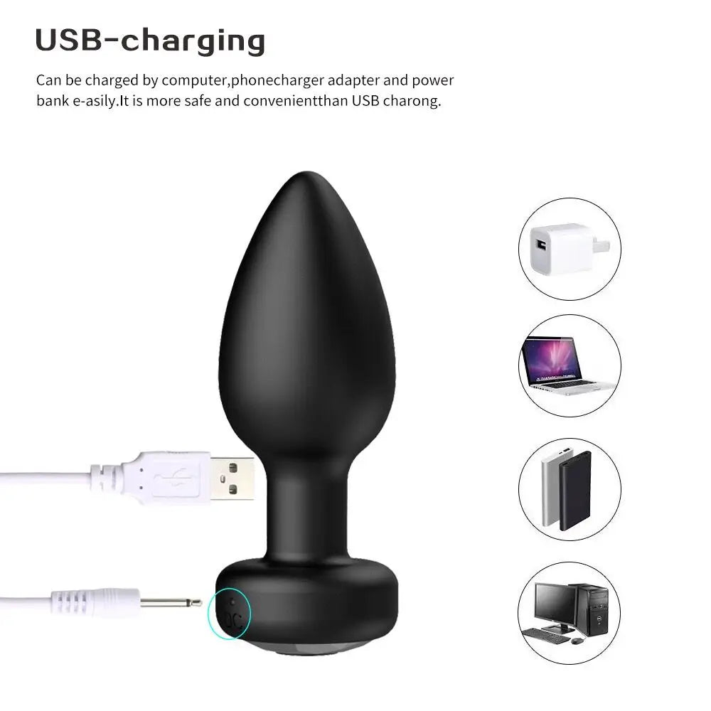 Vibrador Anal Recargable USB con Control Remoto y Fuerte Vibración