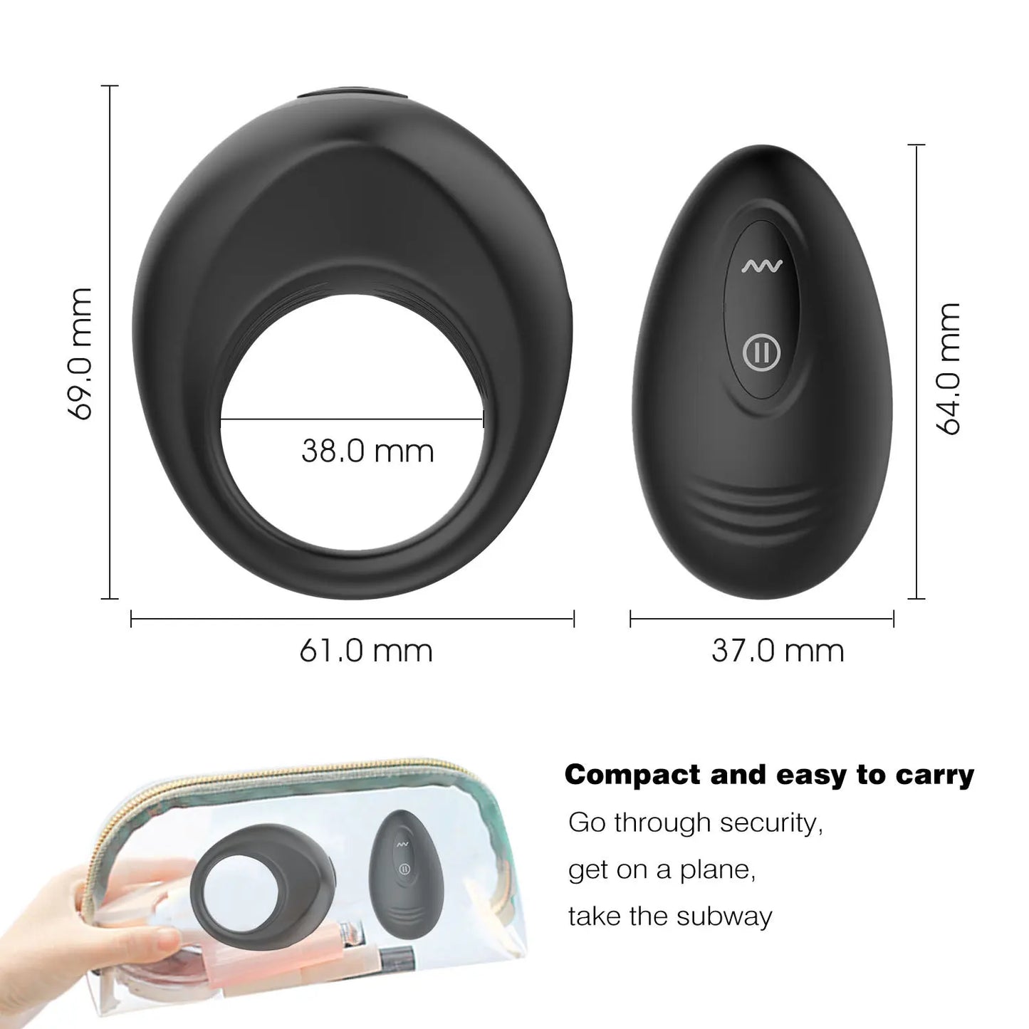 Anillo Vibrador Retardante Winyi con Control Remoto - 10 Modos