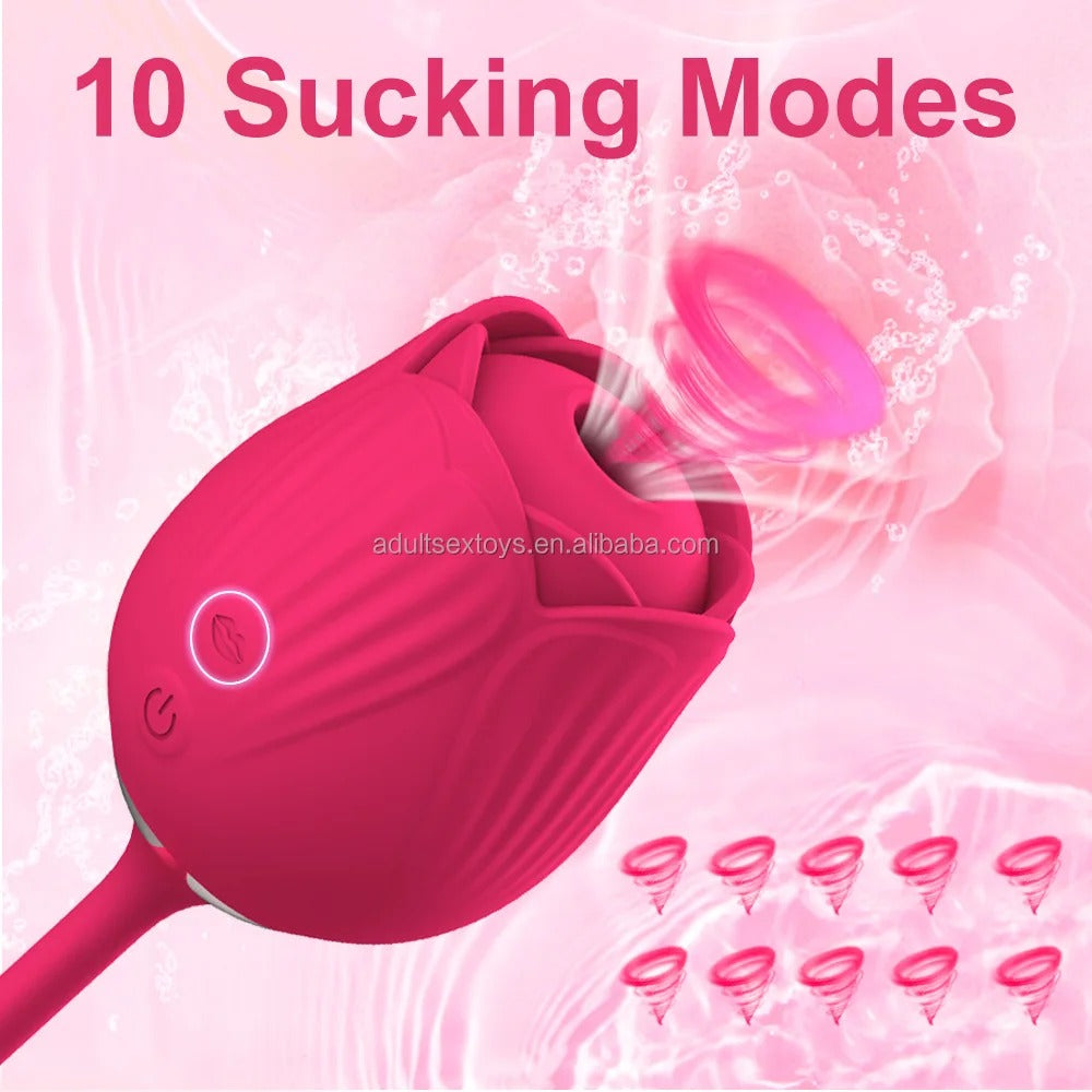 Vibrador Rosa con Succión y Vibración para Mujeres