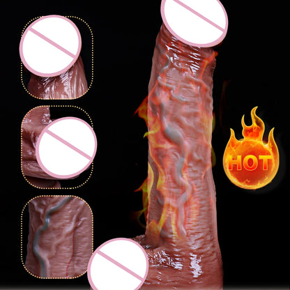 Dildo Realista Telescópico Vibrador con Calentamiento