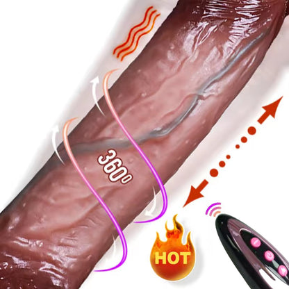 Dildo Realista Telescópico Vibrador con Calentamiento