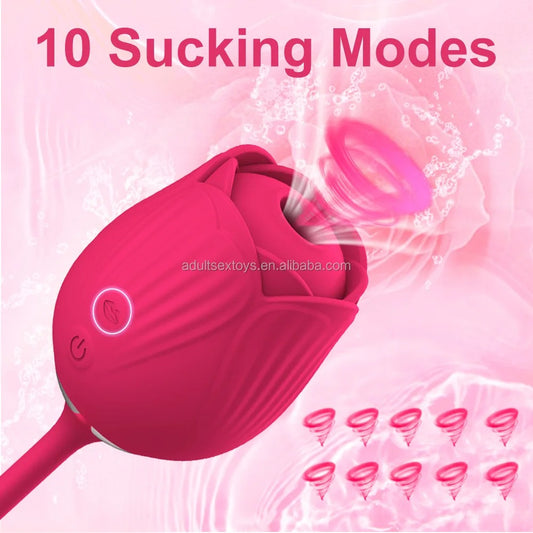 Vibrador Rosa con Succión y Vibración para Mujeres